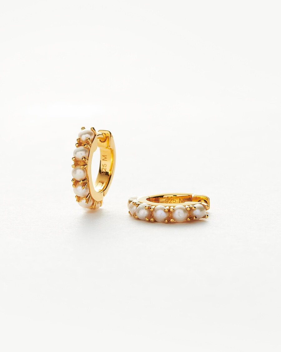 gemstone huggies - 18 karat gold vermeilperle