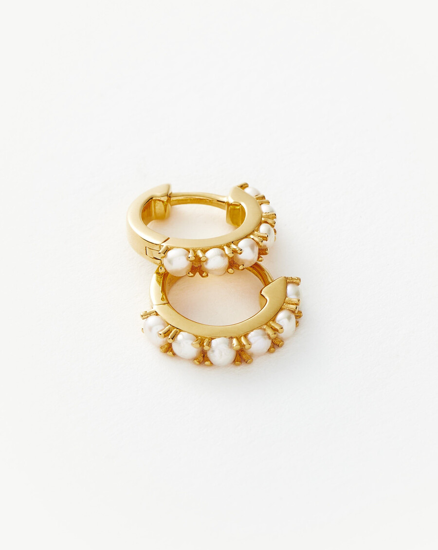 gemstone huggies - 18 karat gold vermeilperle
