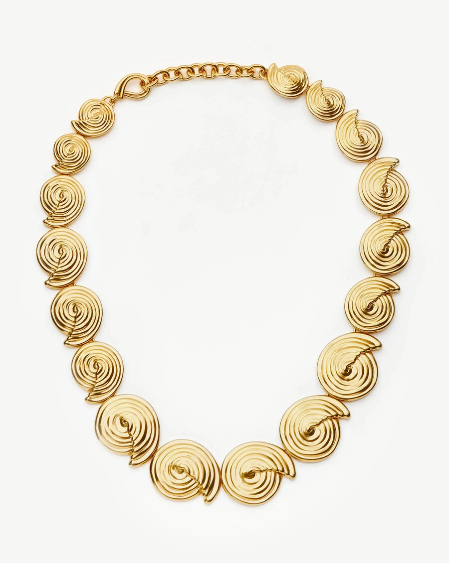 statement-halskette mit spiralkette – gold