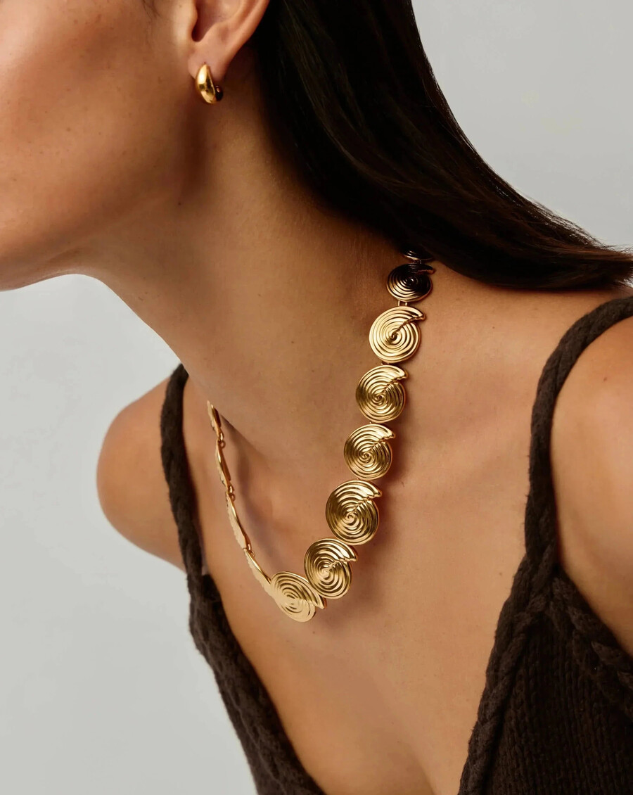 statement-halskette mit spiralkette – gold
