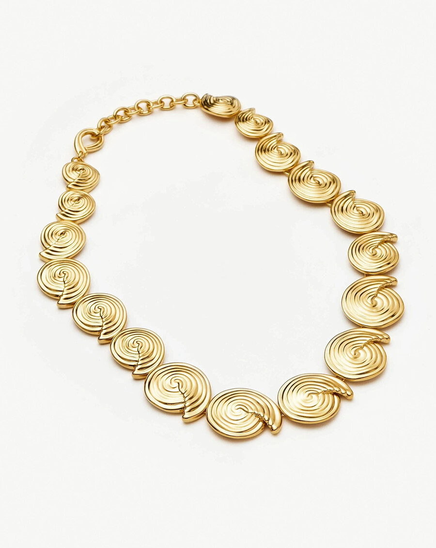 statement-halskette mit spiralkette – gold