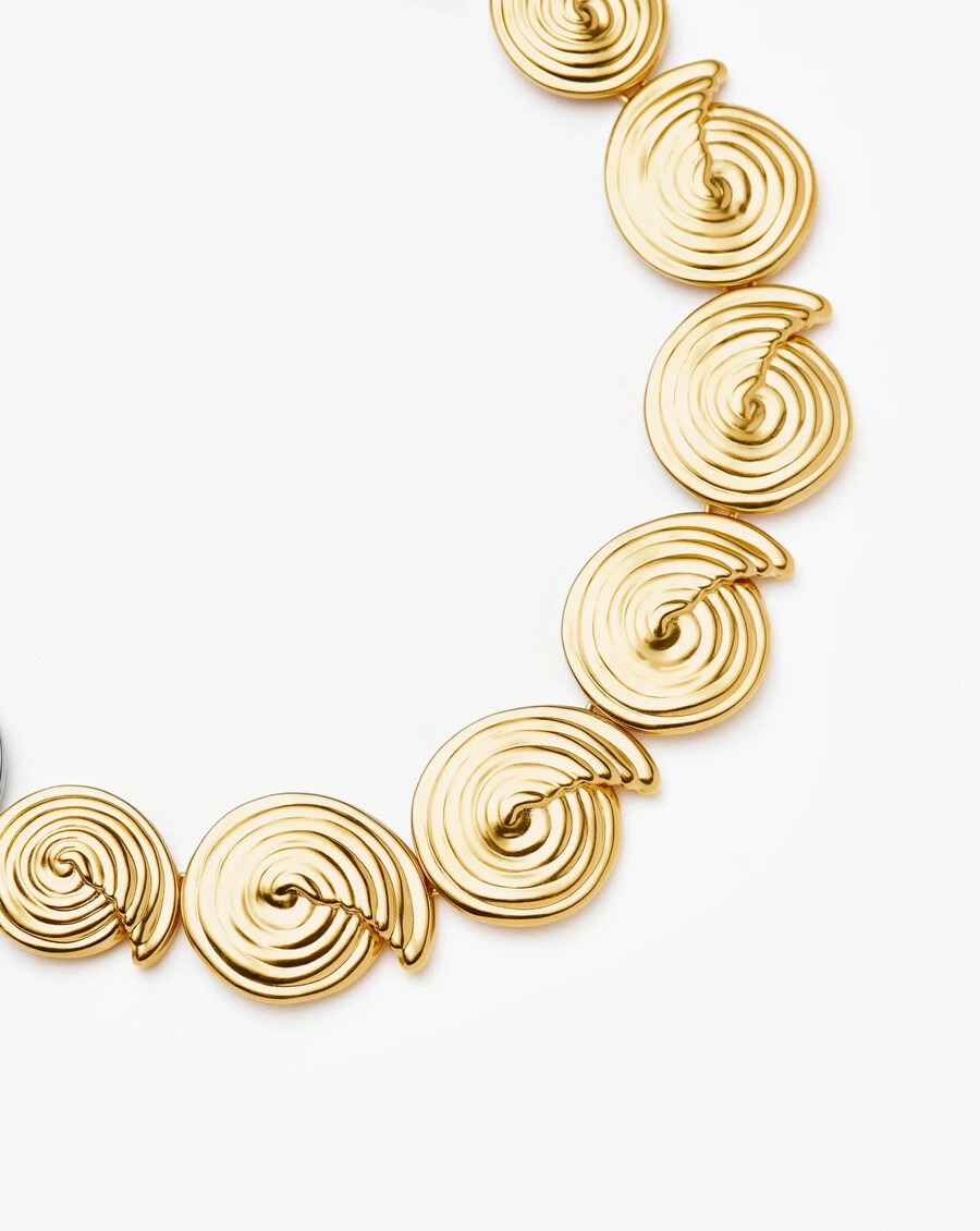 statement-halskette mit spiralkette – gold