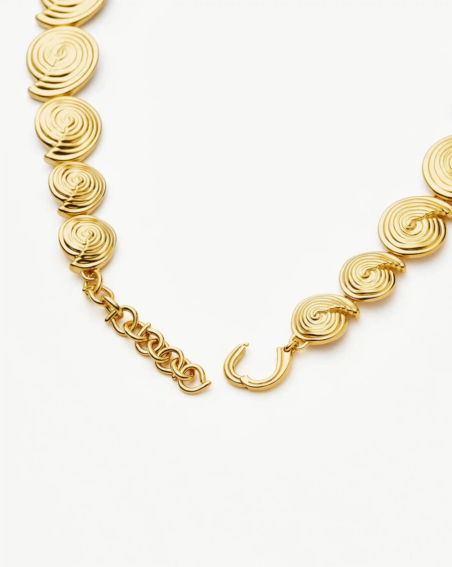 statement-halskette mit spiralkette – gold