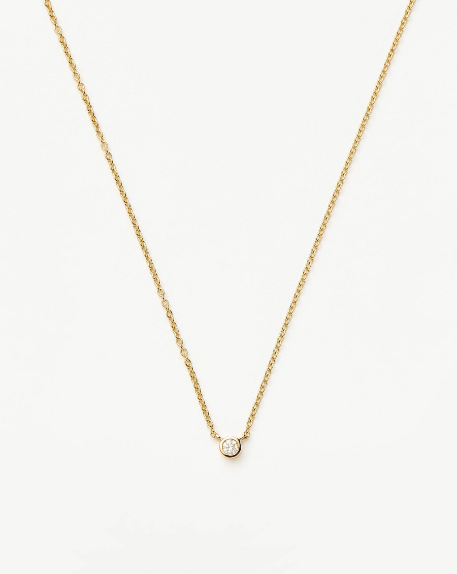 halskette mit diamant-solitäranhänger aus 14-karätigem massivgold