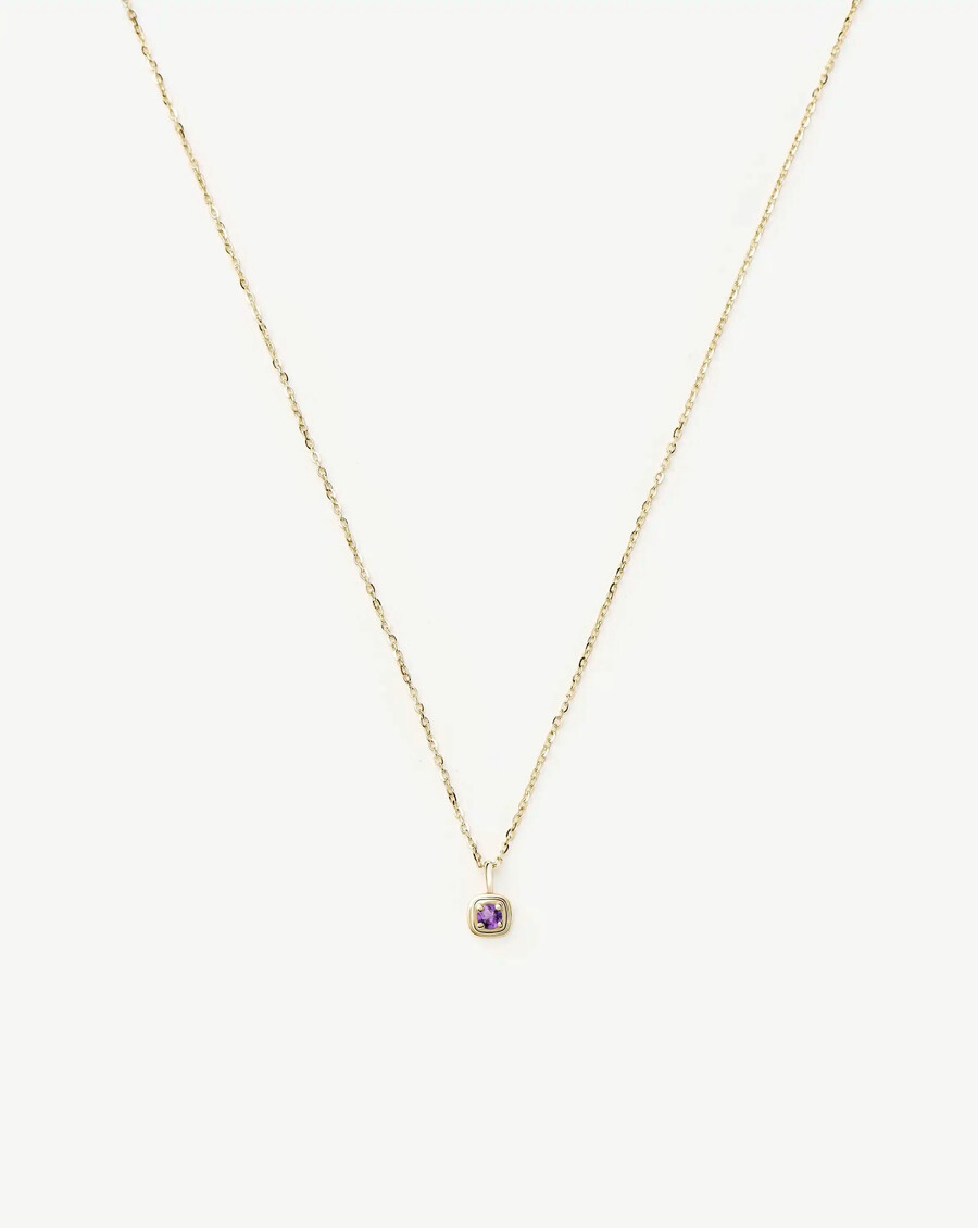halskette mit anhänger aus 14-karätigem massivgold geburtsstein februar