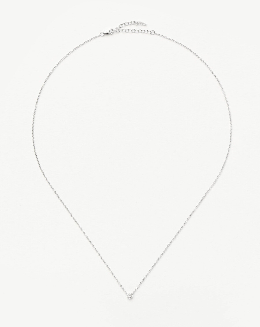 halskette mit diamant-solitäranhänger aus 14-karätigem weißgold