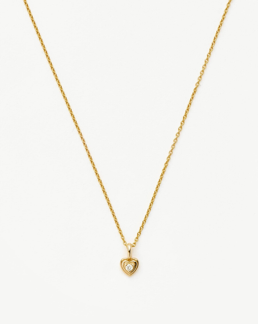 mini-herzanhänger-halskette aus 14-karätigem massivgold mit diamanten