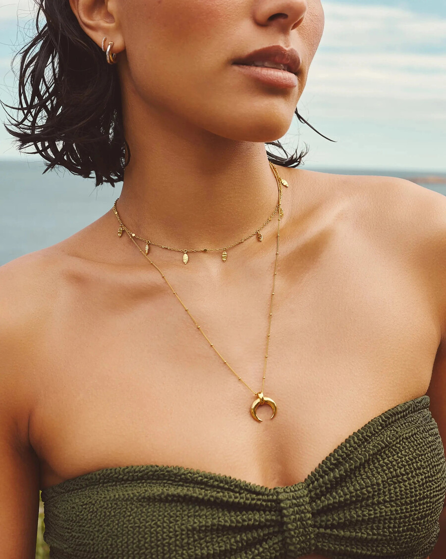 choker mit blattanhänger – 18 karat gold vermeil