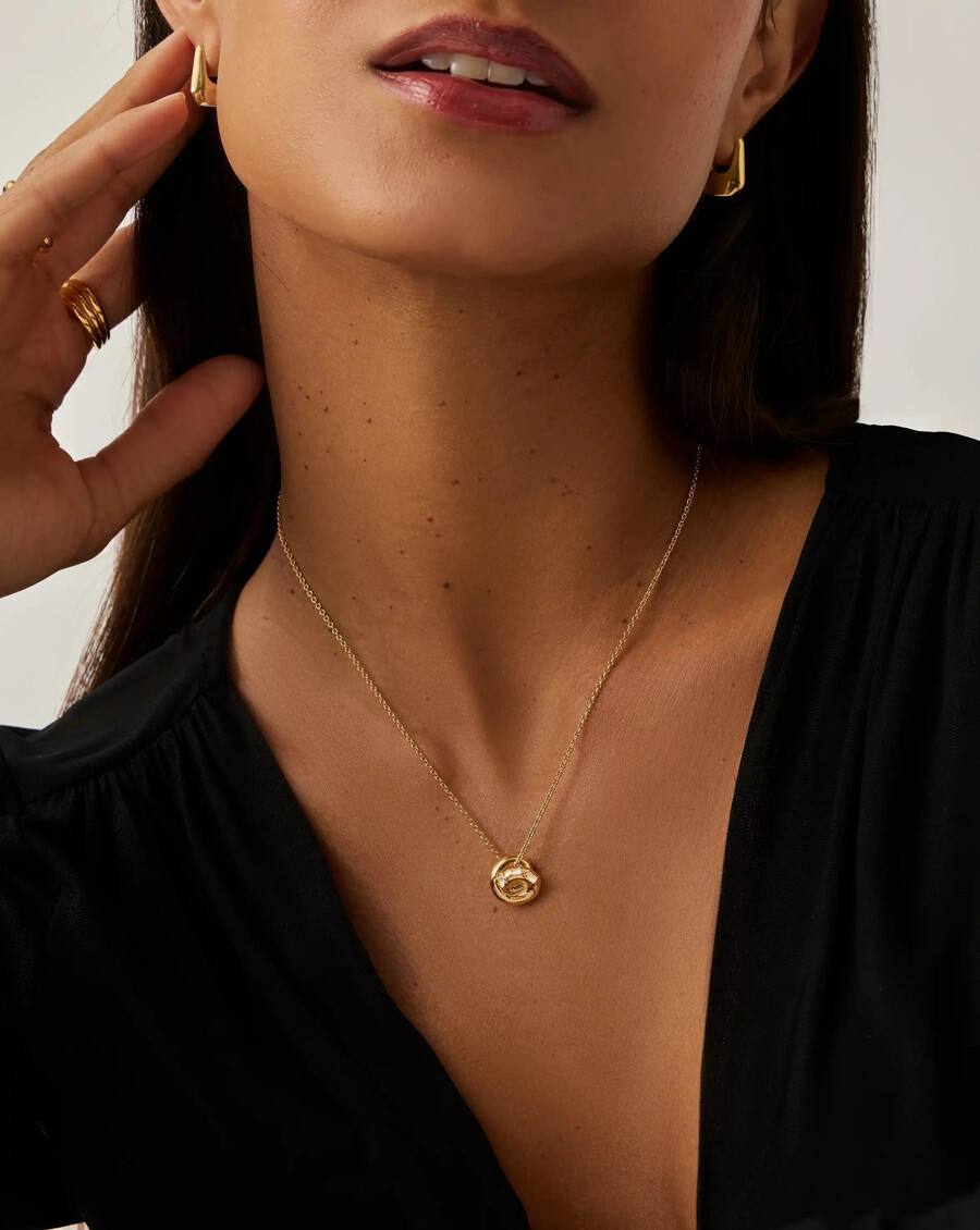 lucy williams pavé-knoten-anhänger-halskette – gold
