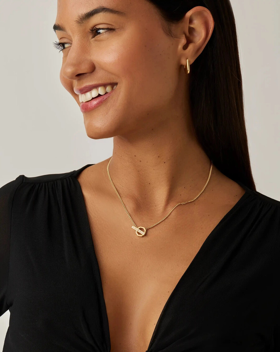 lucy williams t-bar hex anhänger-halskette - gold