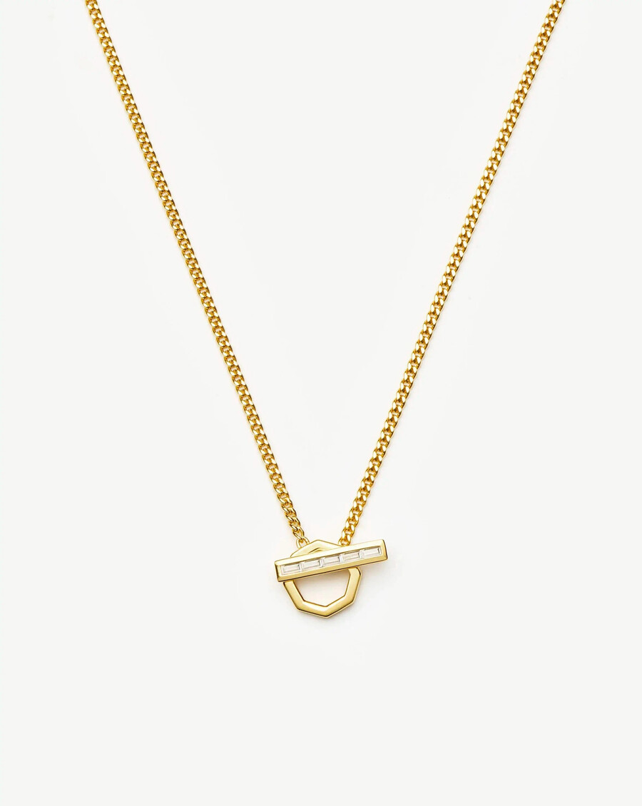 lucy williams t-bar hex anhänger-halskette - gold