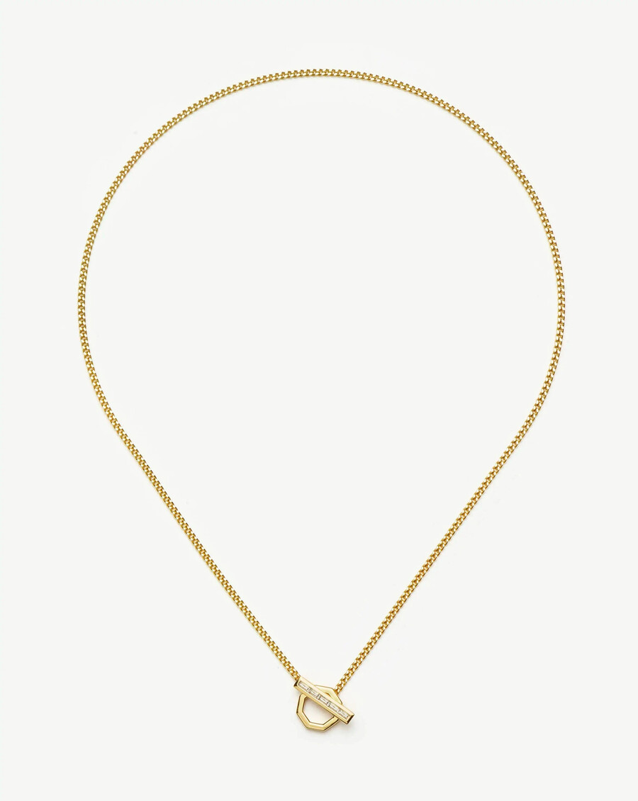 lucy williams t-bar hex anhänger-halskette - gold