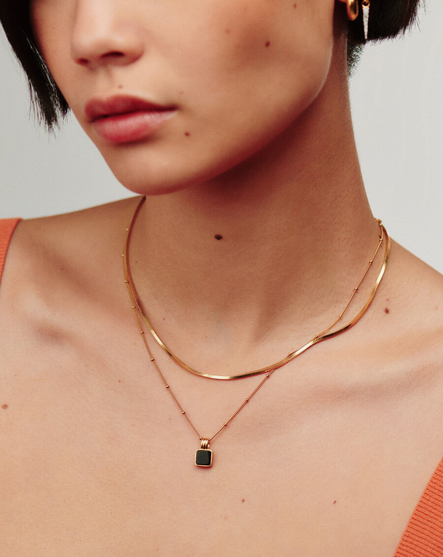 lucy williams kurze quadratische schlangenkette gold