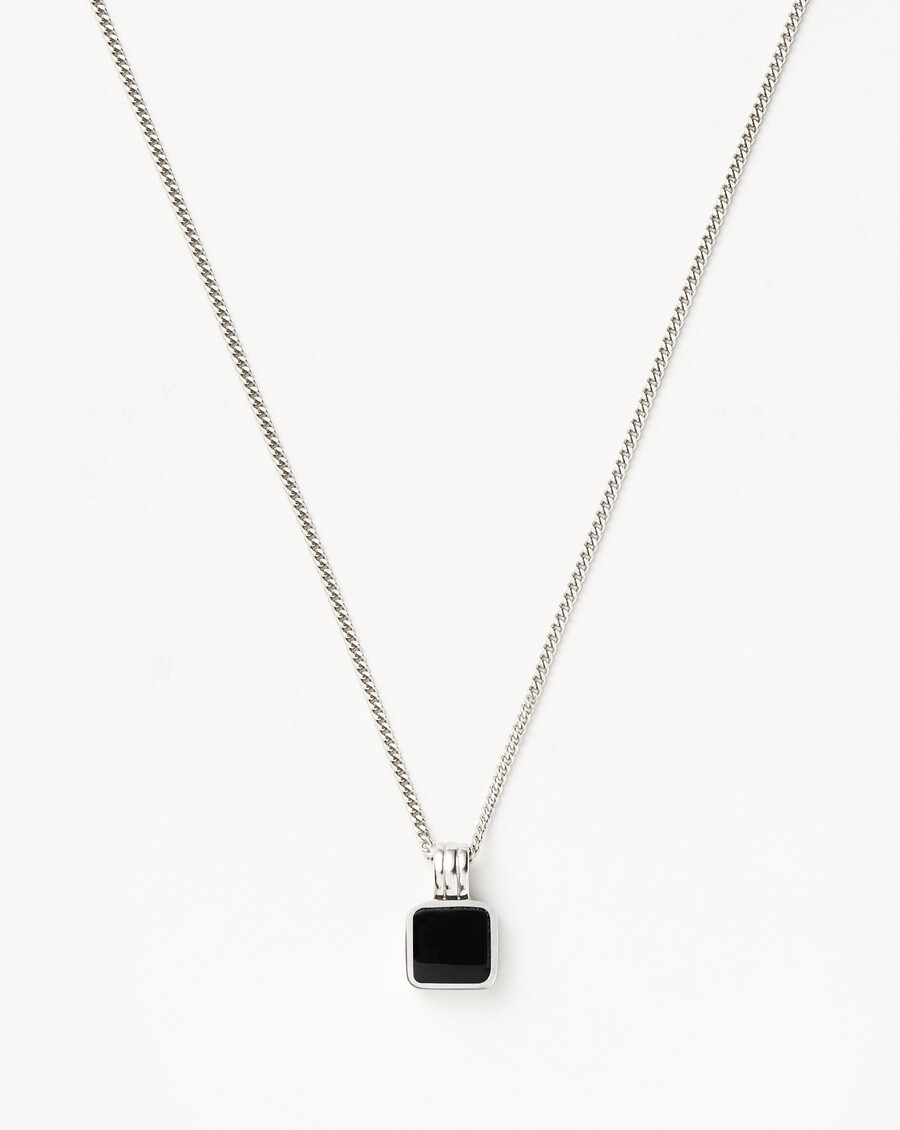 lucy williams herren-halskette mit quadratischem anhänger aus schwarzem onyx und silber