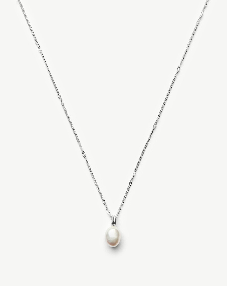 barockperlen-halskette mit gedrehter kette – silber