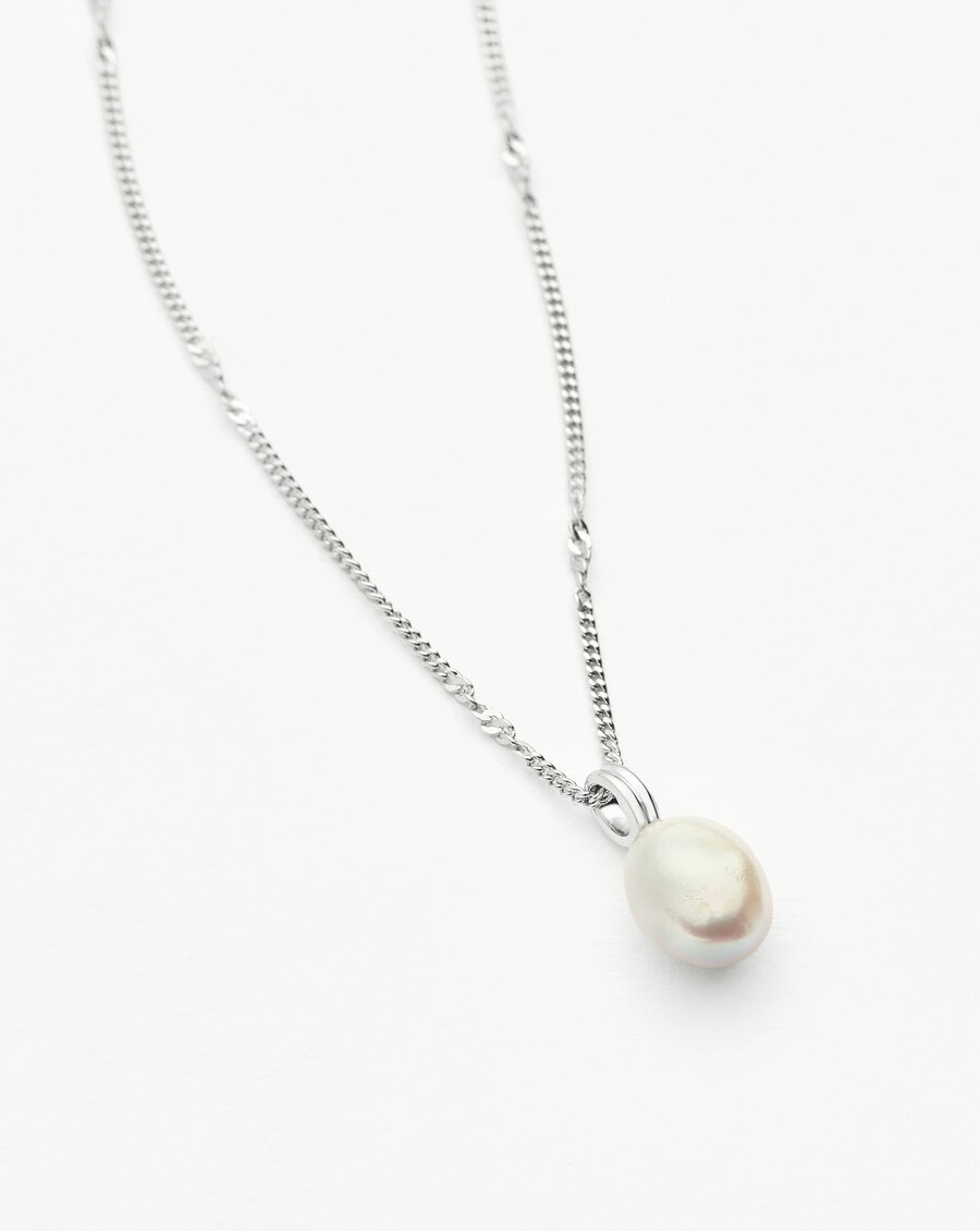 barockperlen-halskette mit gedrehter kette – silber
