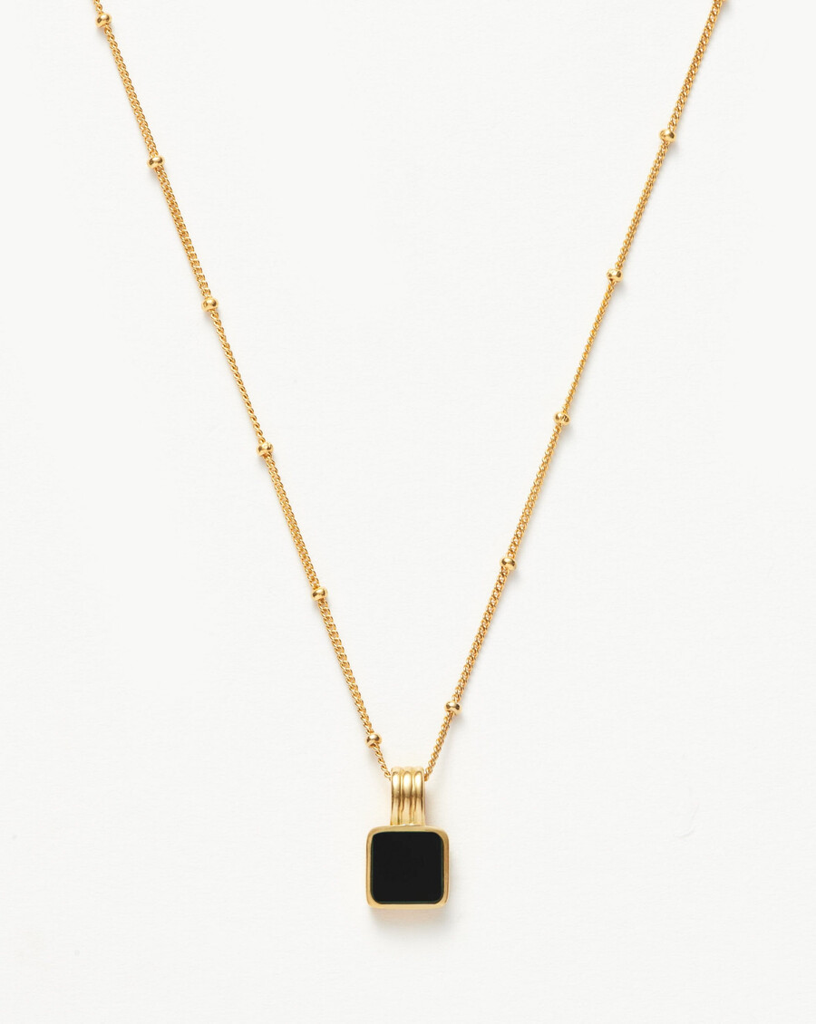 lucy williams quadratische halskette aus schwarzem onyx