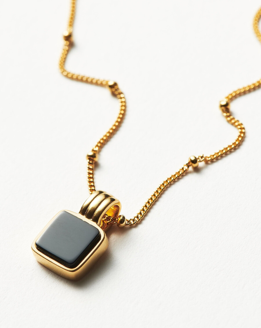lucy williams quadratische halskette aus schwarzem onyx
