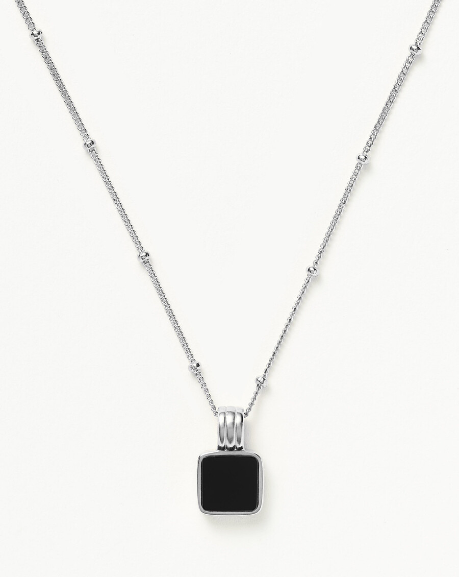 lucy williams quadratische halskette aus schwarzem onyx