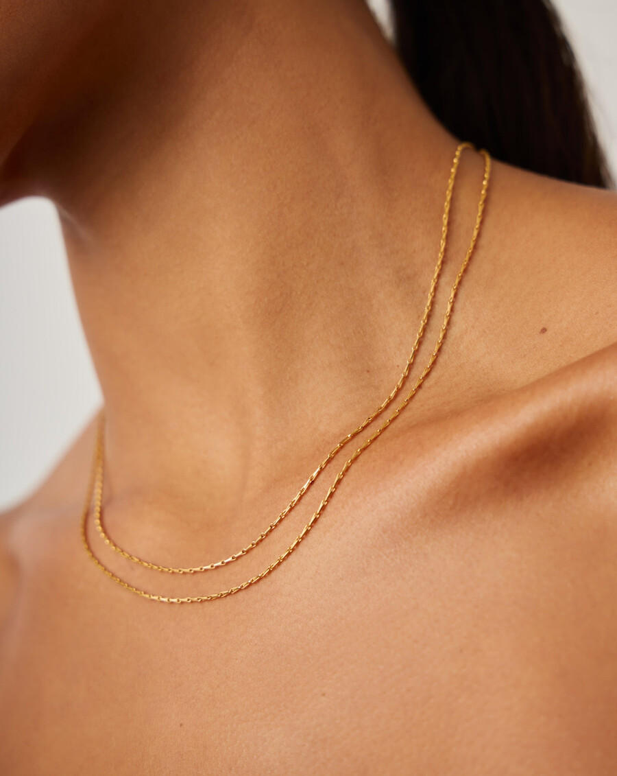 savi halskette mit gedrehter doppelkette – gold