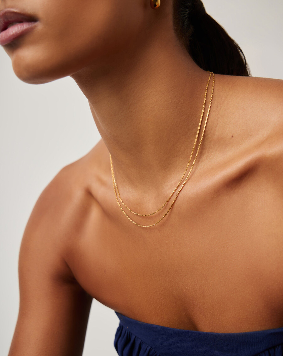 savi halskette mit gedrehter doppelkette – gold