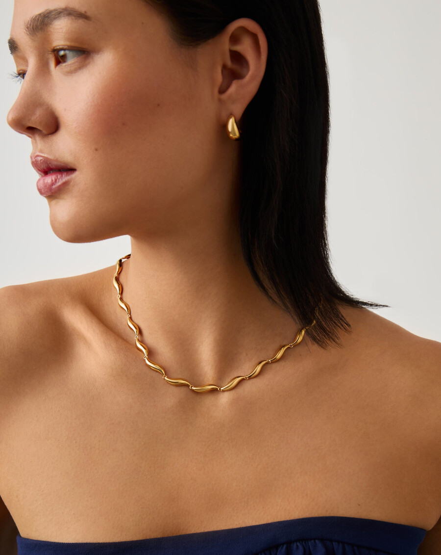 savi signature link chain necklace - gold