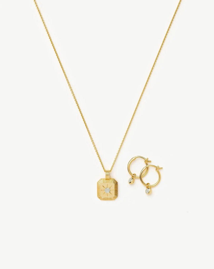 geburtsstein-set für märz halskette ohrringe mit anhänger – gold