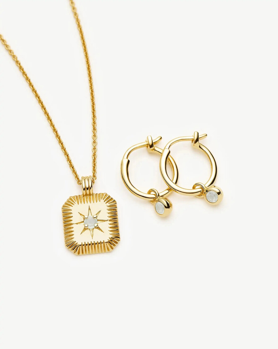 geburtsstein-set für märz halskette ohrringe mit anhänger – gold