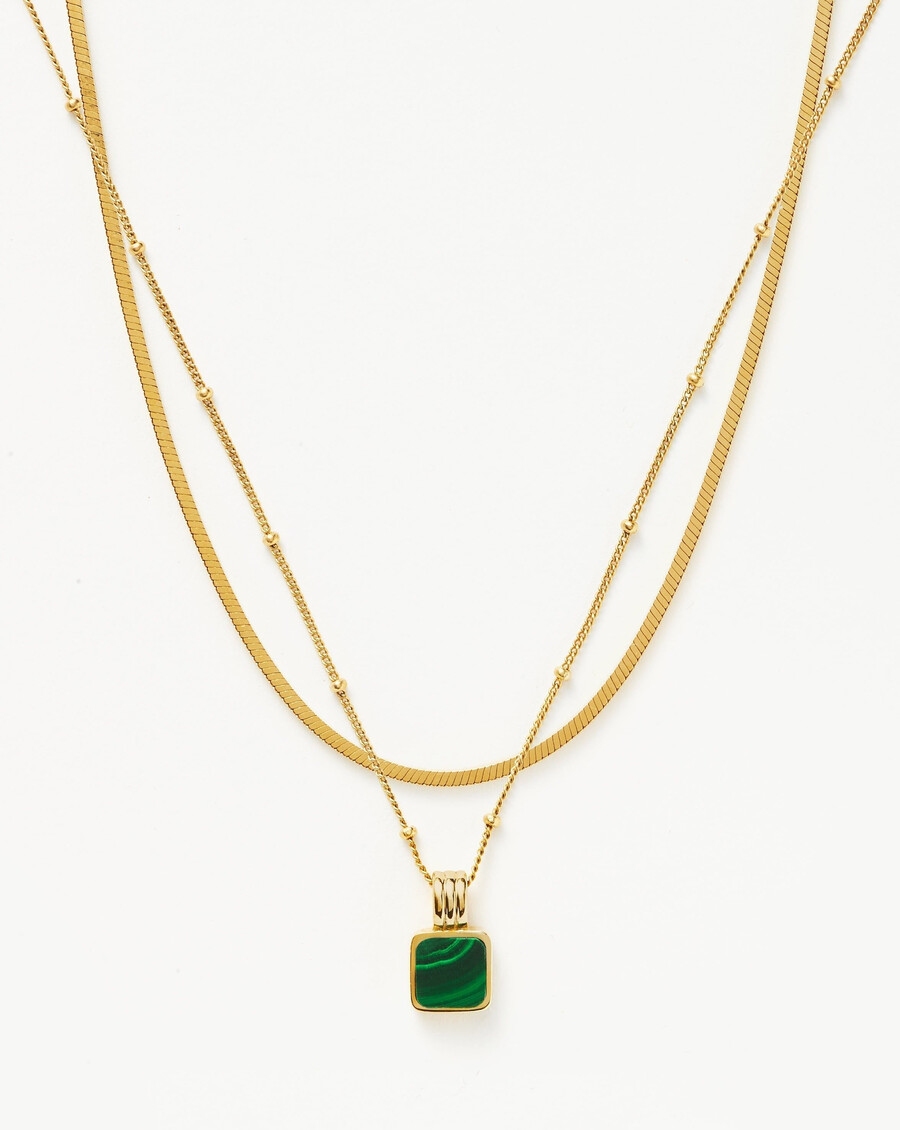 ikonisches lucy williams malachit-halsketten-set