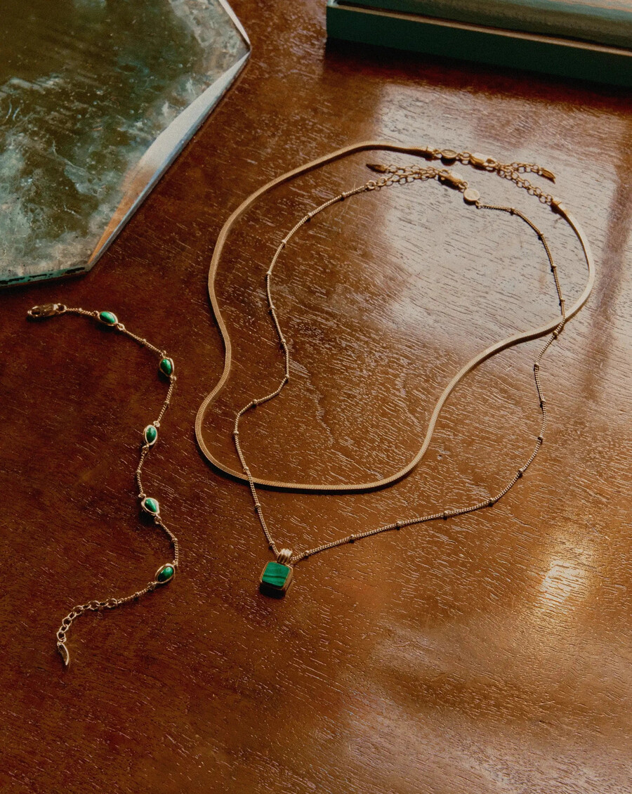 ikonisches lucy williams malachit-halsketten-set