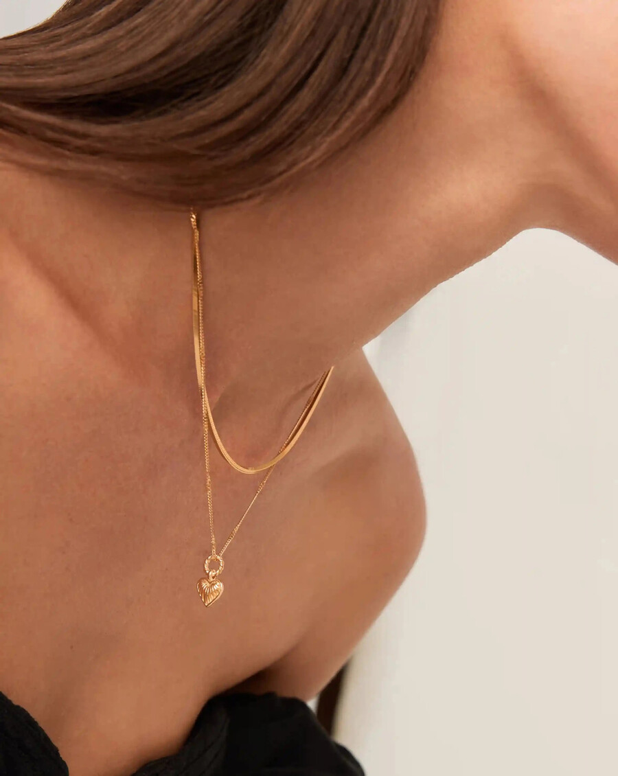 mini ridge herzketten-set – gold