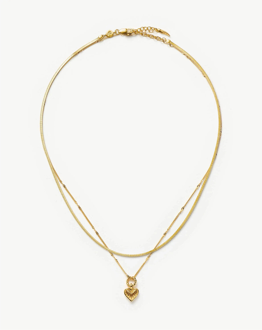 mini ridge herzketten-set – gold