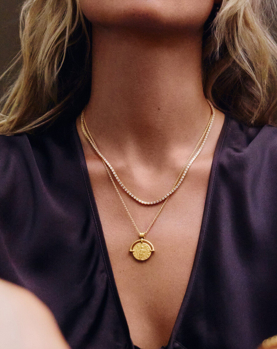 klassische tennis-halskette – 18 karat gold vermeil