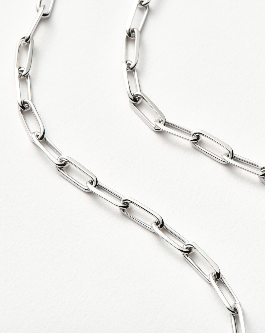 klassische mini-kurzhalskette aus silber mit büroklammer-kette