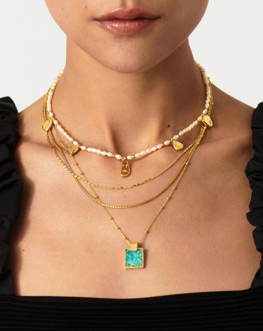lena charm halskette - 18 karat vergoldetamazonit