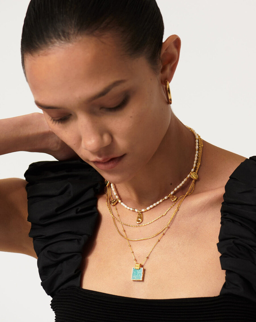 lena charm halskette - 18 karat vergoldetamazonit