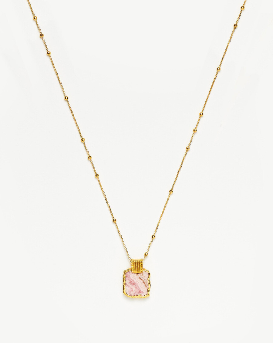 lena charm halskette – 18 karat vergoldetrhodochosit