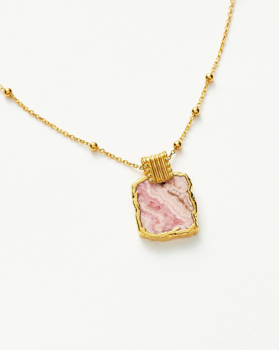 lena charm halskette – 18 karat vergoldetrhodochosit