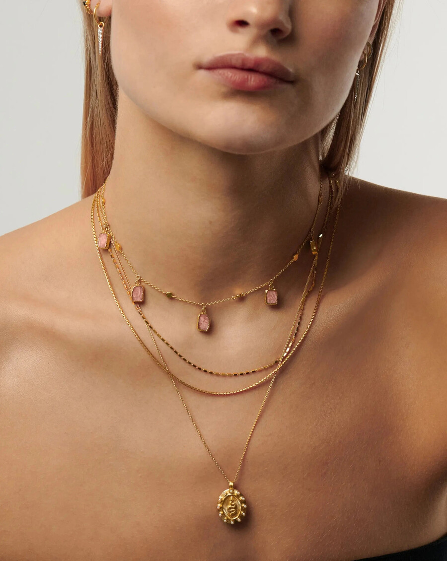 lena charm choker – 18 karat vergoldetrhodochosit