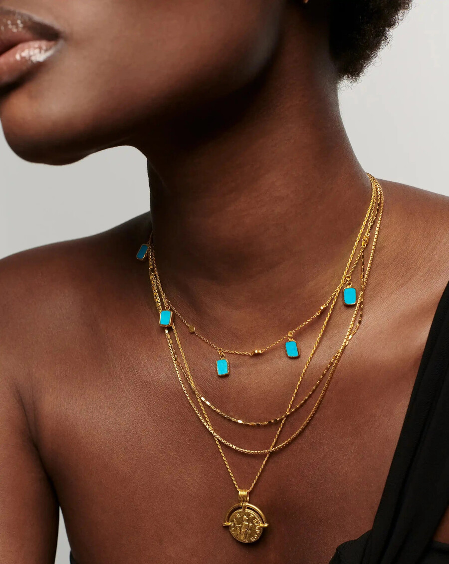 lena charm choker - 18 karat vergoldettürkis