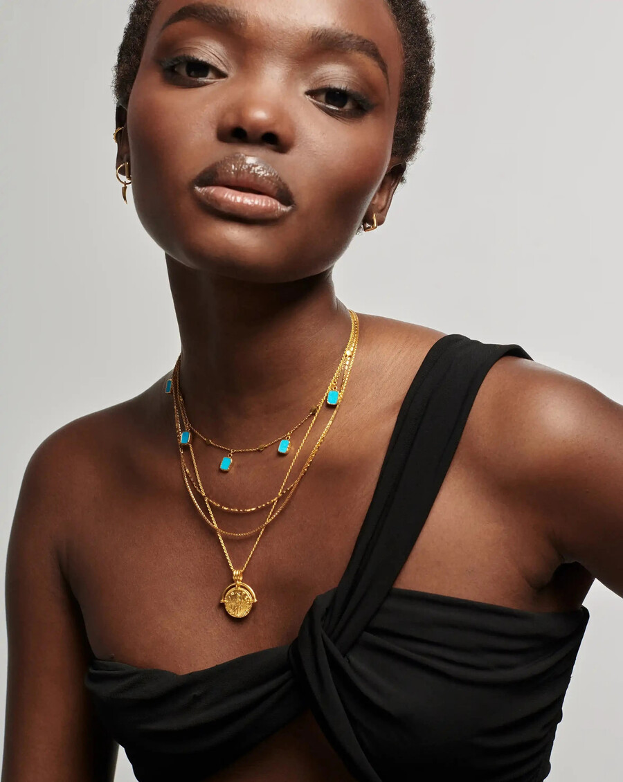 lena charm choker - 18 karat vergoldettürkis