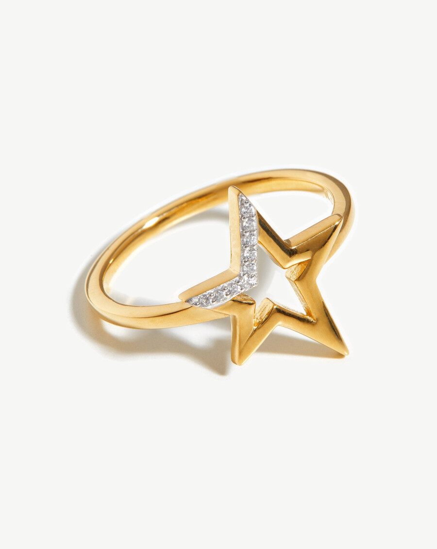 himmlischer pavé-sternenring – 18 karat gold vermeilzirkonia