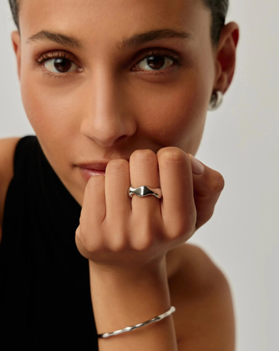 eny puffy stapelring - silber