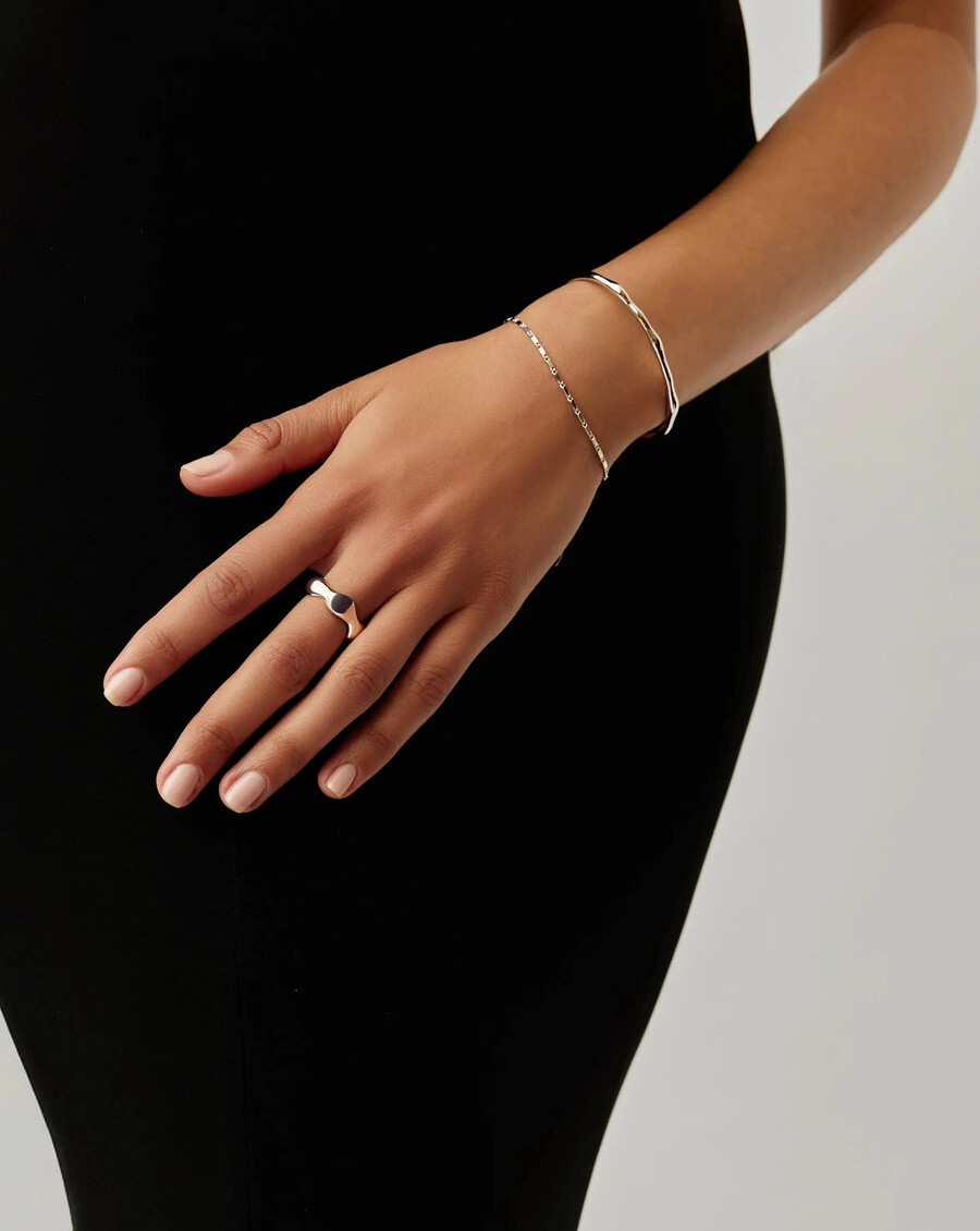 eny puffy stapelring - silber
