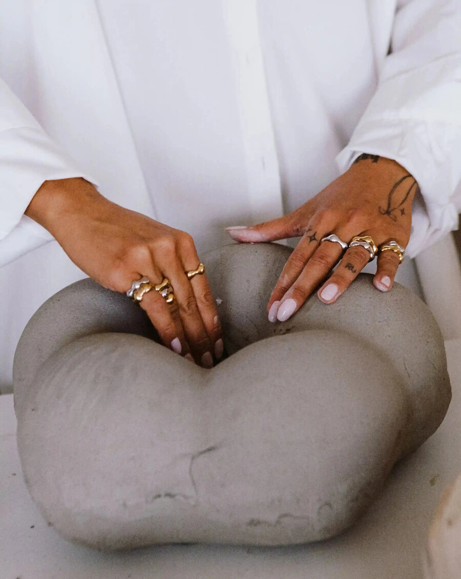 eny puffy stapelring - silber