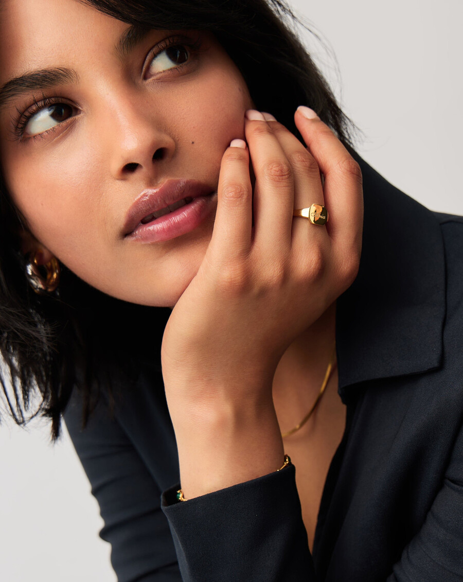 gravierbarer octa-siegelring – 18 karat gold vermeil