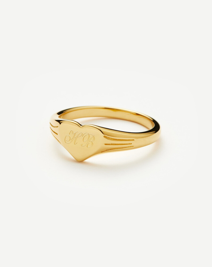 gravierbarer herz-siegelring – 18 karat gold vermeil