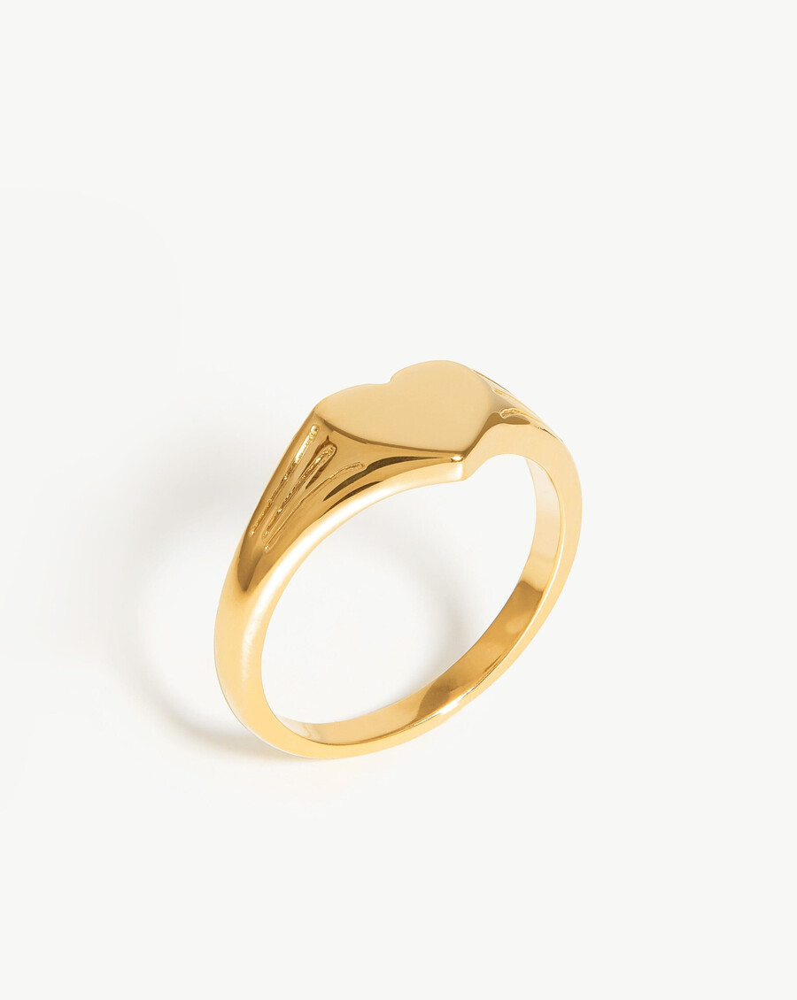 gravierbarer herz-siegelring – 18 karat gold vermeil