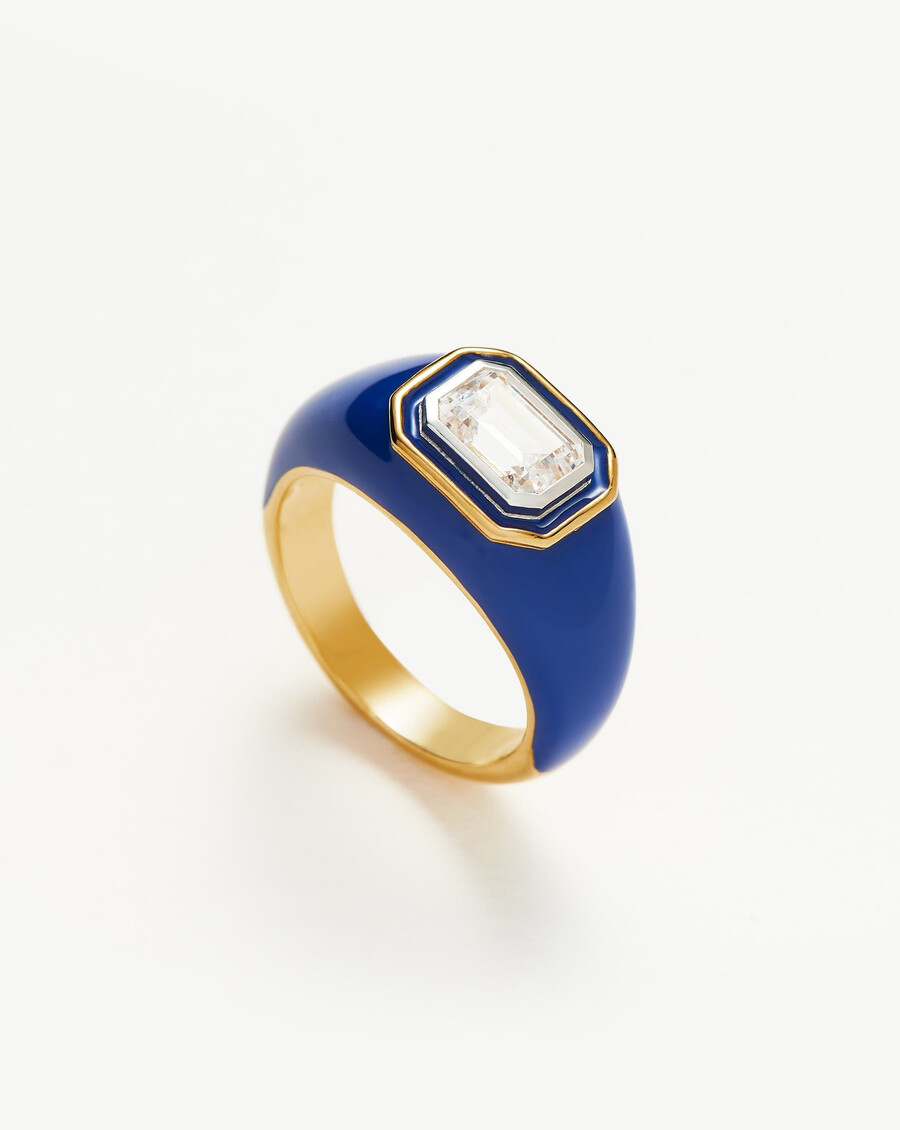 statement-ring mit emaille- und steindom