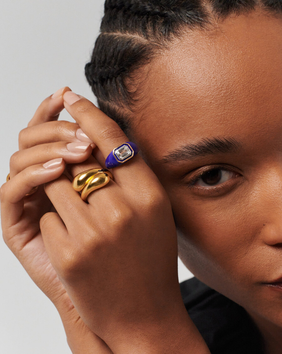 statement-ring mit emaille- und steindom